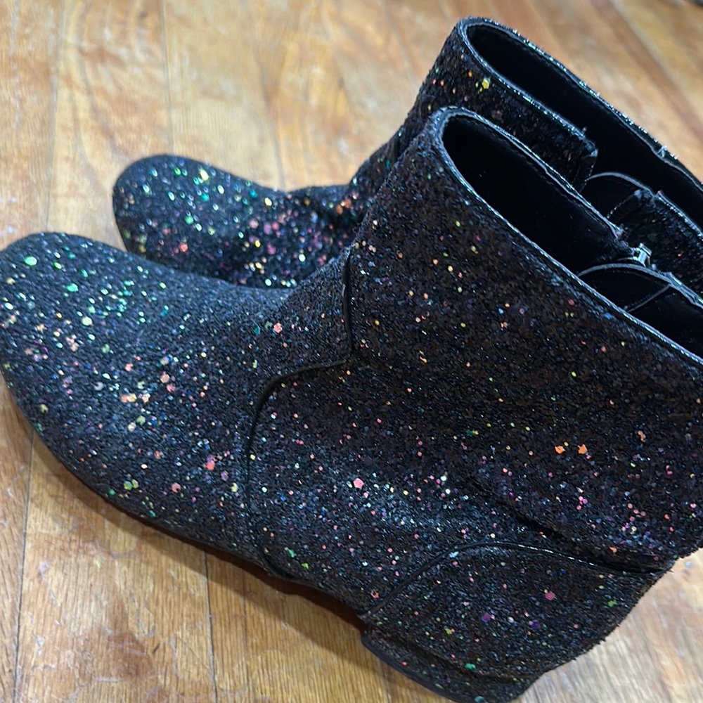 Black Glitter Ankle Boots